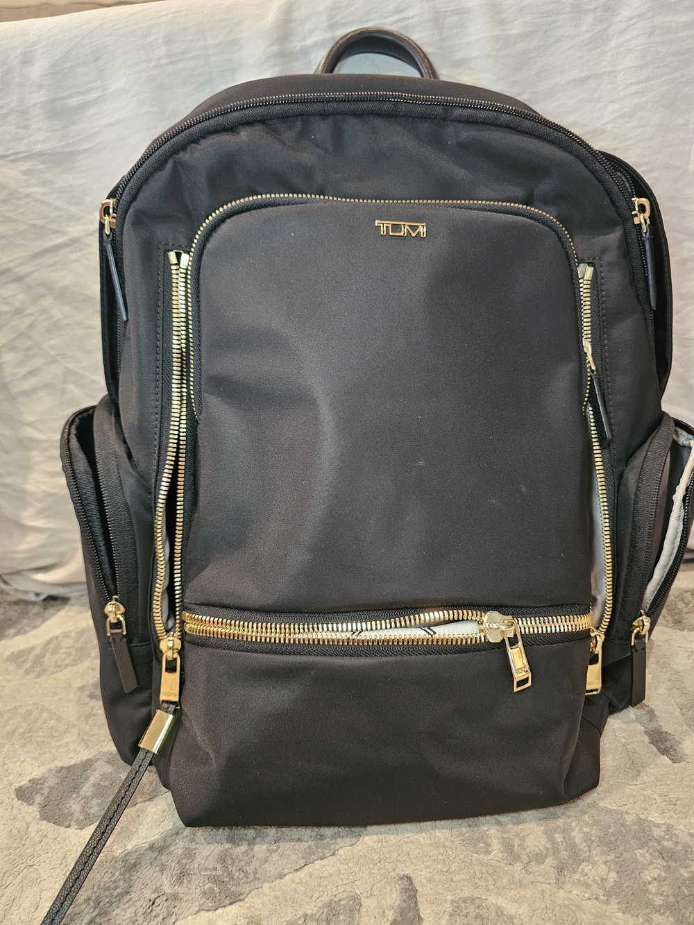 TUMI CELINA Backpack - Black nylon With Gold Hardware